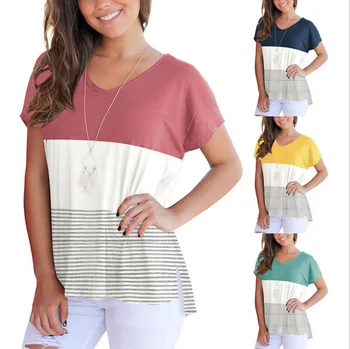 

Daily suit OWLPRINCESS 2018 Spring New Style WOMEN'S Top Three-Color Short Sleeve Striped T-shirt