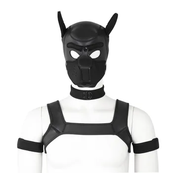 Dog Bondage Set With Restraints Hood Chest Belt Collar Arm Band For Pup Role Play Adults Game Fantasy Harness Club Costumes Prop 6