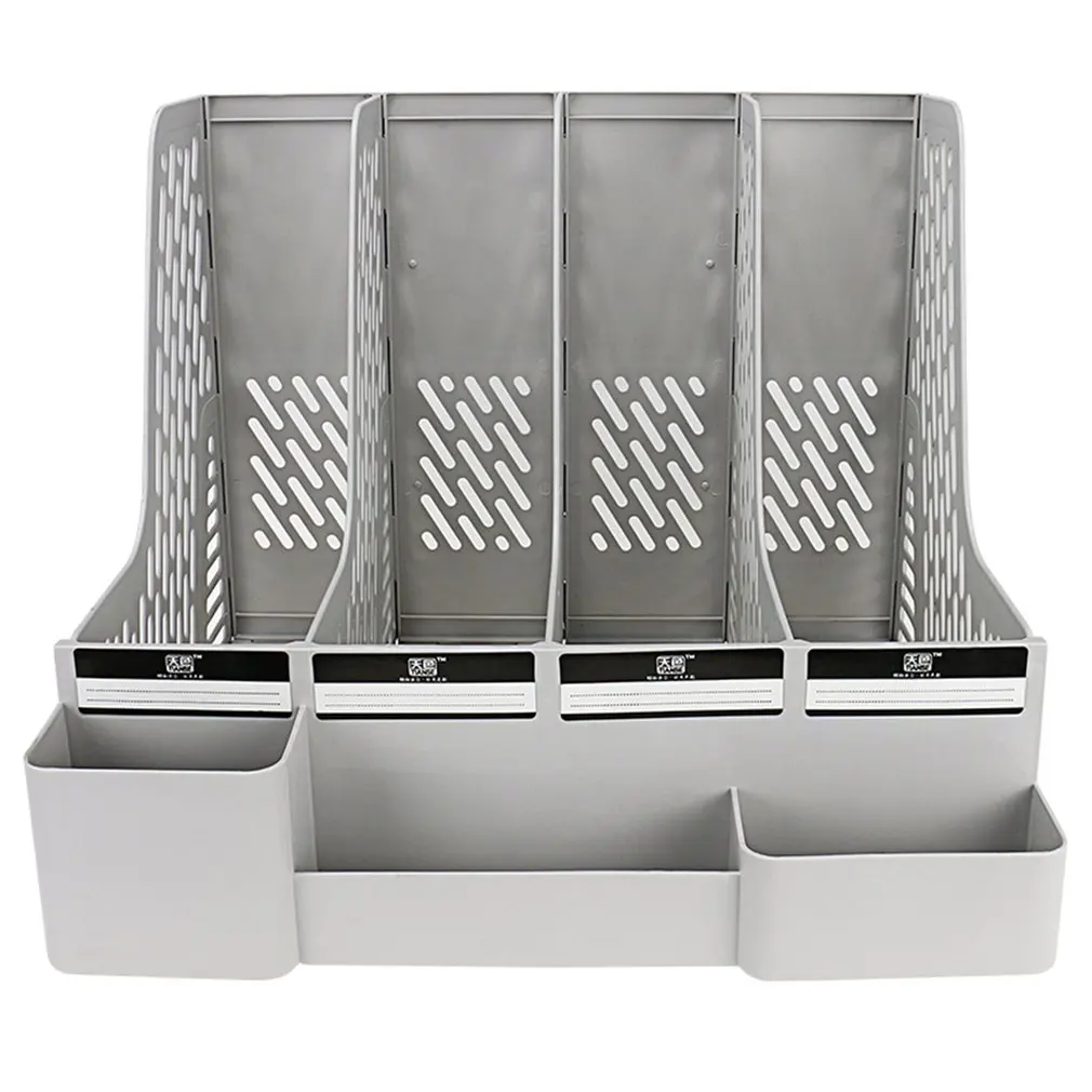 

Practical Solid Color 4 Section Divider File Rack Portable Home Office Desktop Documents Bookshelf