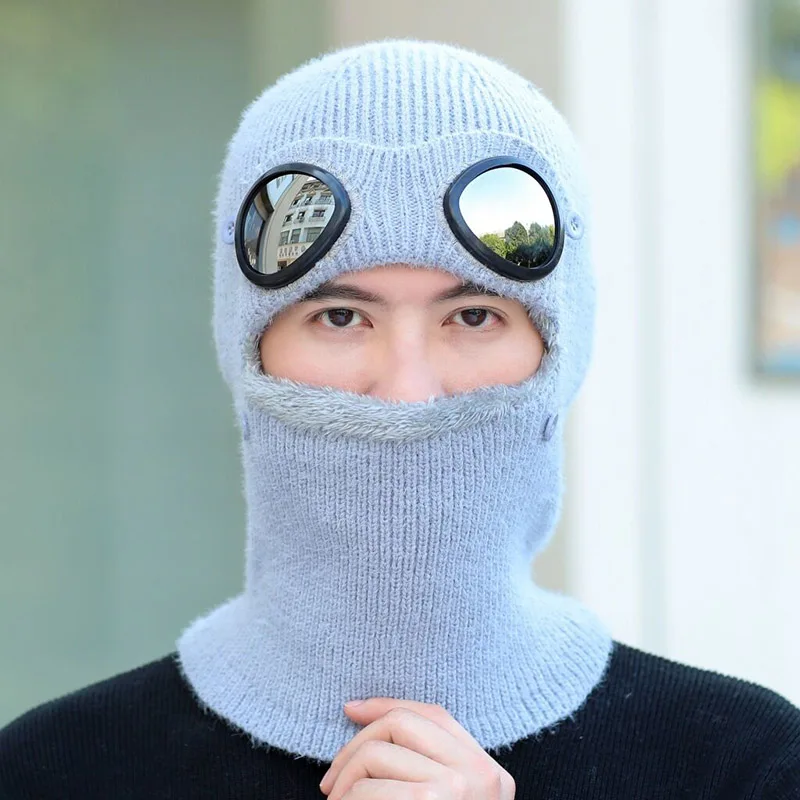 Зимние шапки в шляпе и очках Skullies Beanies Зимние шапки для мужчин ...