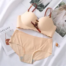 

Underwear Set With Push Up Bra Womens Lingerie Cozy Intimates Gather Backless Brassiere Feminino Wireless Bras And Panty Sets