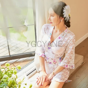 

est seller Cherry Blossoms Kimono Women sexy lingerie Suit Role-playing Game Temptation Uniform Sleepwear Erotic lingerie