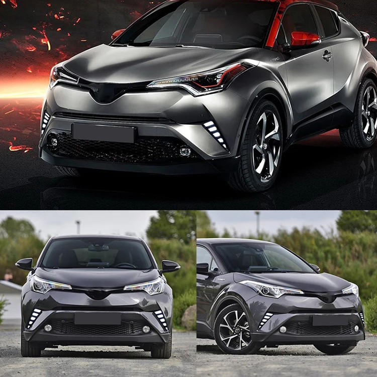 Большой 2 шт. стайлинга автомобилей светодиодный DRL для Toyota CHR C-HR Светодиодный дневной светильник с янтарем сигнала поворота светильник светодиодный светильник тумана