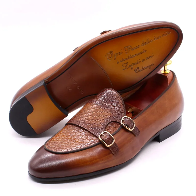 Big Size 13 Summer Autumn Mens Loafers Genuine Leather Handmade Monk Buckle Casual Business Mocassin Wedding Dress Shoes for Men