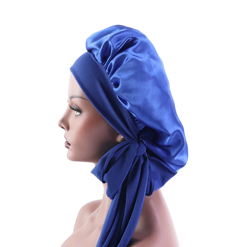 hair clips for women Solid Satin Bonnet with Wide Stretch Ties Long Hair Care Women Night Sleep Hat Adjust Hair Styling Cap Silk Head Wrap Shower Cap Women's Hair Accessories