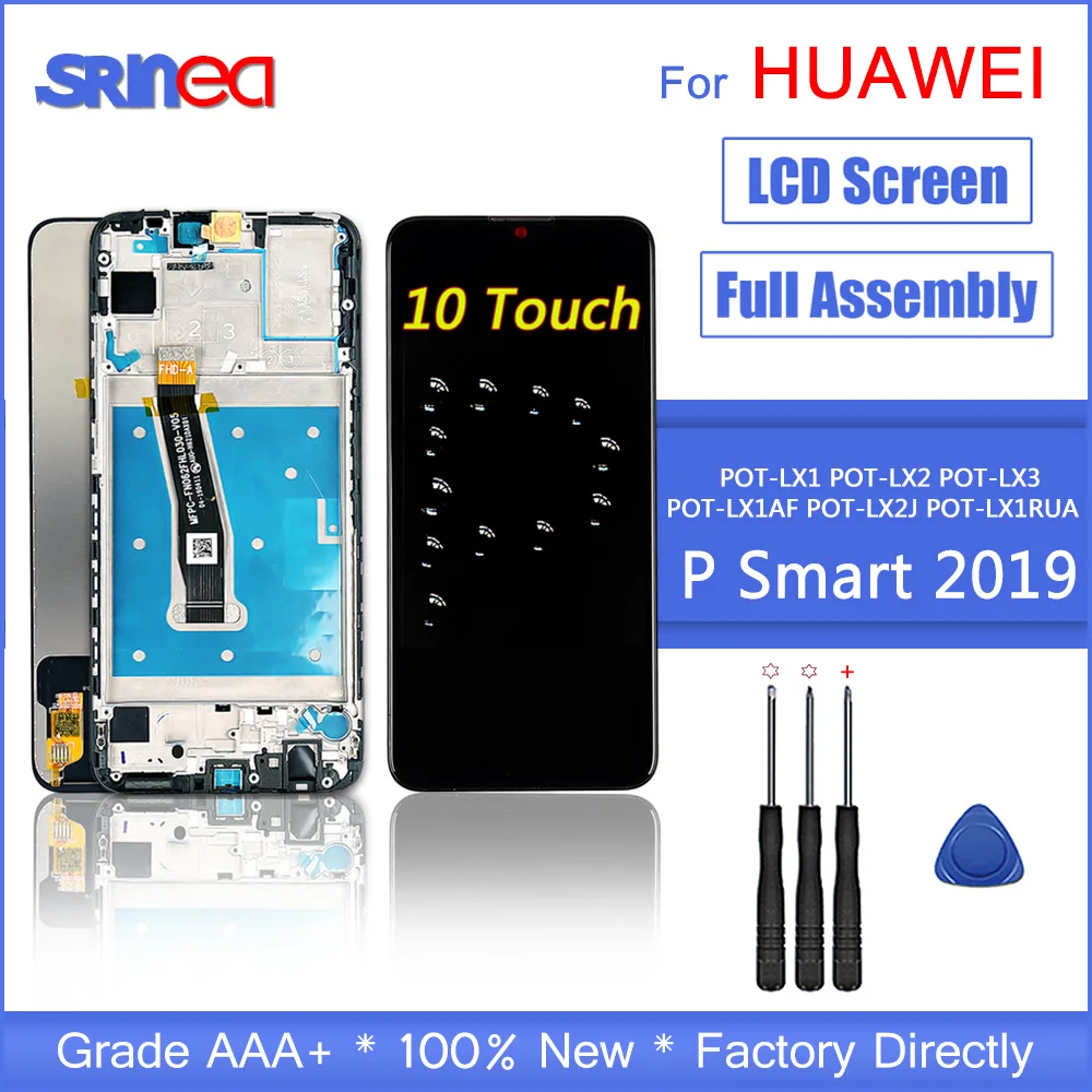 

Original For Huawei P Smart 2019 LCD Display Touch Screen Digitizer Assembly With Frame 6.21" AAA For P smart 2019 Repair Part