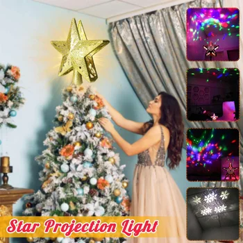 

Christmas Tree Topper Rotation Star Projection Lamp 3D Glitter Star LED snowflake Lamp Projector Christmas Tree Top Decoration