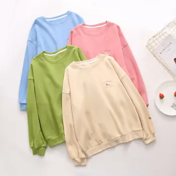 

Korean-StyleLadies Wear Spring And Autumn Loose-Fit Crew Ne Fruit Lettered Printed HoodieLadies Pullovers -50