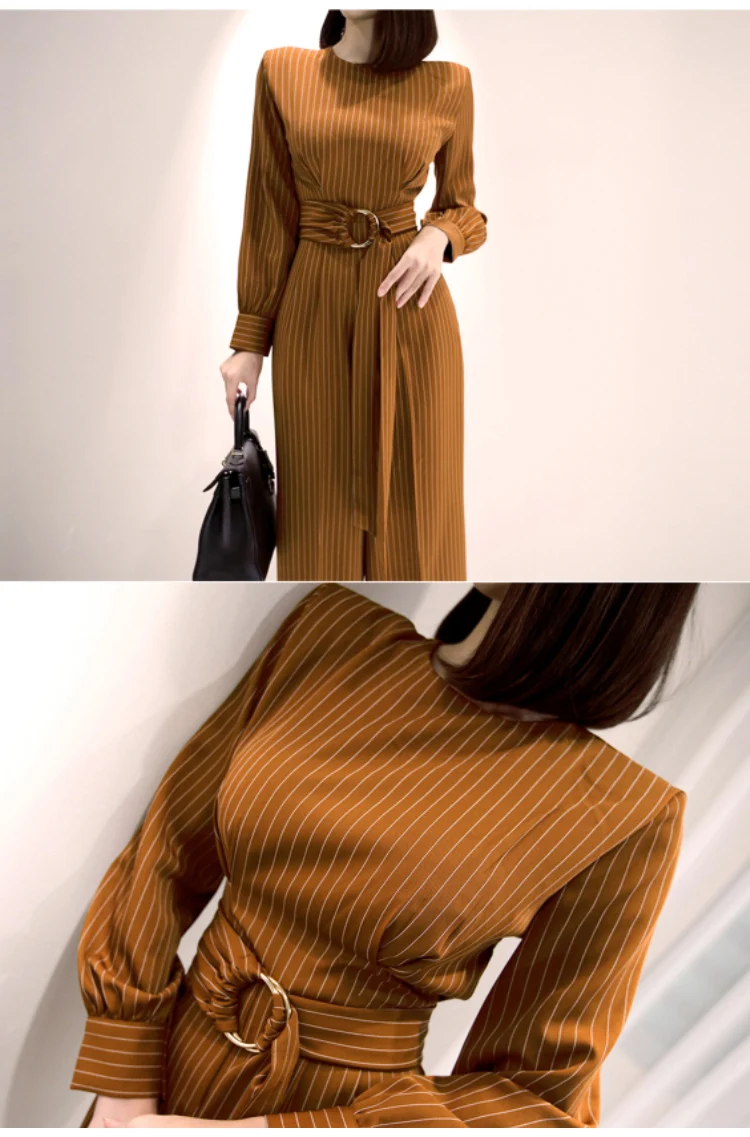 H Han Queen Solid Color Vintage Wide Leg Jumpsuits Women Autumn Winter Adjustable Waist Rompers Casual Bottoming Playsuits