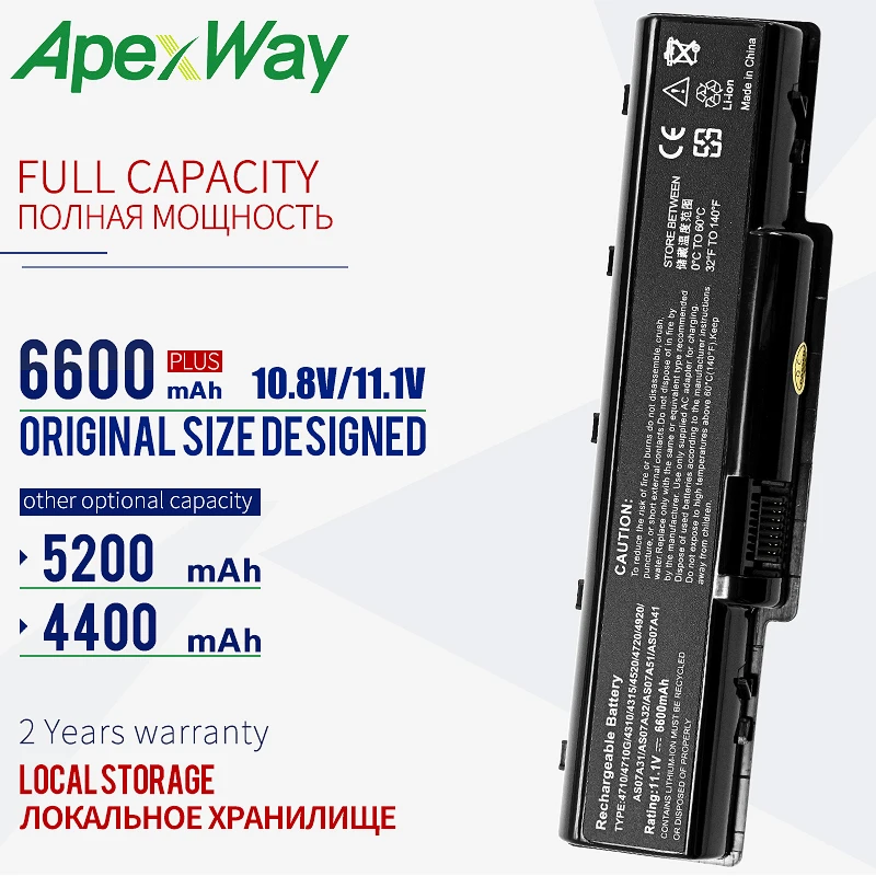 ApexWay 11 1 v 6 батарея для Acer Aspire AS07A31 AS07A32 AS07A41 AS07A42 AS07A51 AS07A52 AS07A71 5740 4740G 2930 MS2219 |