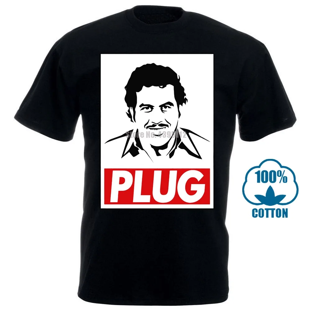 Футболка Ideas Men'S с коротким рукавом Plug Pablo Escobar Мужская футболка круглым вырезом