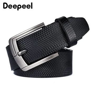 

Deepeel 1pc 3.8*110-125cm Men's Leather Pin Buckle Belt Embossed Pure LeatherCrafts for Adults Male Designer Business Belts