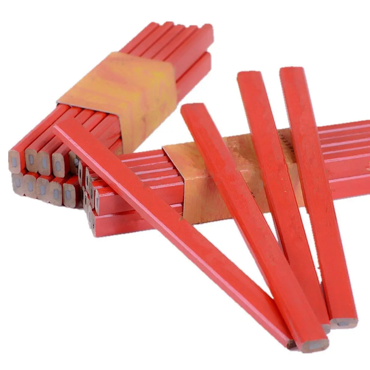 Lápices elípticos de madera para carpinteros, de 175mm, estándar, color negro, 10 Uds.