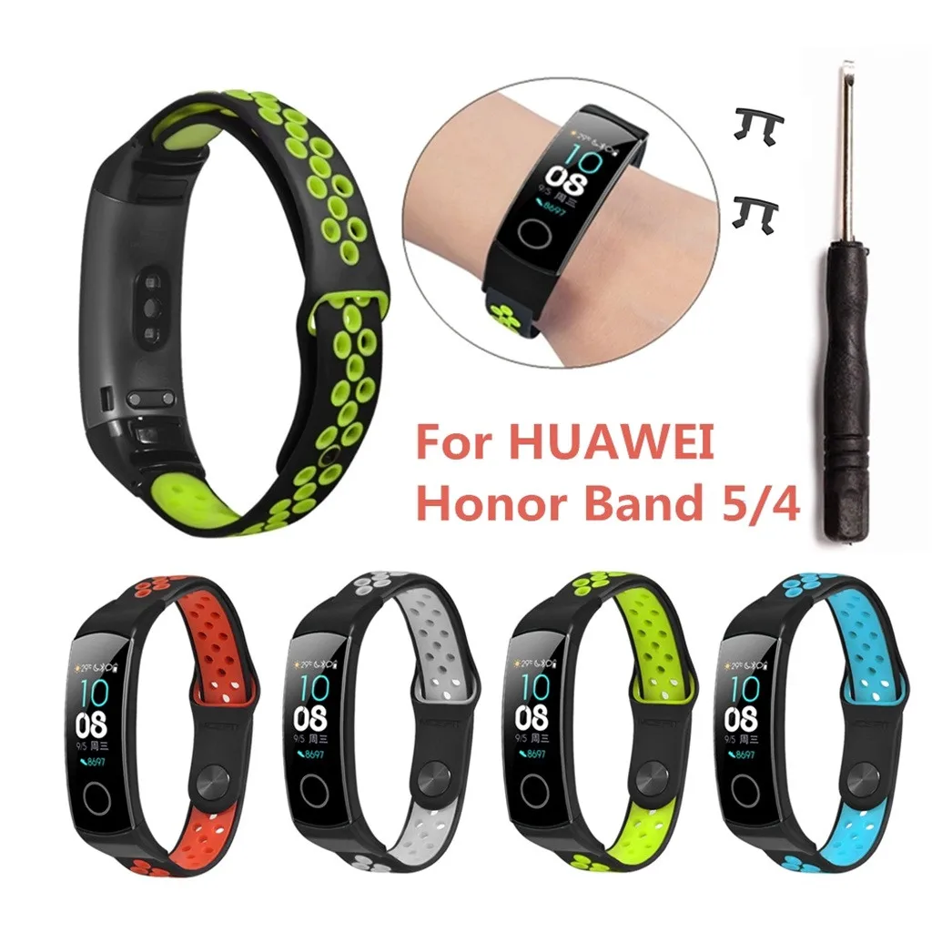 20# силиконовые спортивные сменные часы ремешок на запястье для huawei Honor Band 5/4 t ремешок на запястье Новые мужские и женские часы изгиб