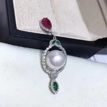 

925 sterling silver natural 11-12mm freshwater pearl fashion Costume DIY jewelry pendant necklace accessories fancy gift