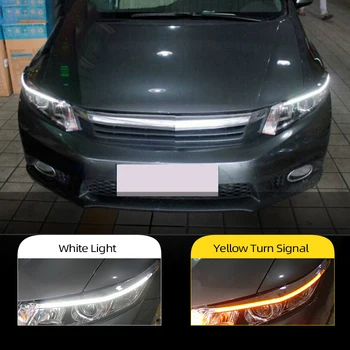 

CSCSNL 2Pcs For Honda Civic 2011 2012 2013 2014 2015 Car Headlight Decoration Yellow Turn Signal DRL LED Daytime Running Light