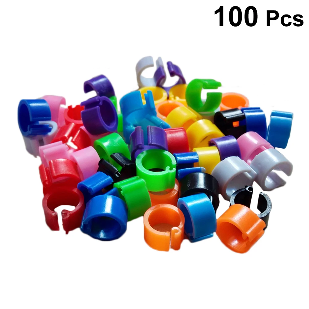 100pcs random color 100 шт 8 мм пластиковое кольцо для ног птицы кольца для голубей идентификация птиц кольцо для открывания попугая кольцо для ног кольца для птиц принадлежности для птиц - Цвет: 100pcs random color