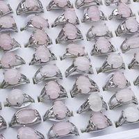 Vintage Natural Rose Pink Quartz Ring for Women Geometric Crystal Engagement Rings Set Female Gift Fine Jewelry 25Pcs/lot 2