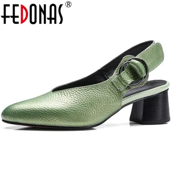 

FEDONAS Elegant Back Strap Reed Women Shoes 2020 Summer Fashion Genuine Leather High Heels Pumps Sexy Wedding Prom Shoes Woman