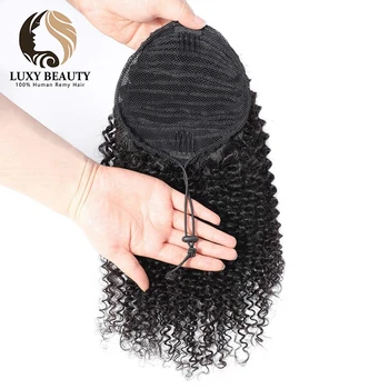 

Luxy Beauty Ponytail Afro Kinky Curly Human Hair Extension Adjustable Ponytail clip Natural Black Hair Clip-ins 8"-18" For Women
