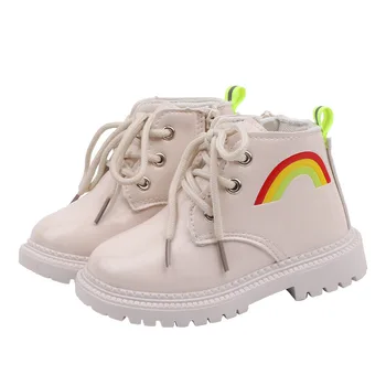 

Autumn Winter Kids shoes Children Rainbow boots Baby Boys Girls shoes Snow boots PU Leather Rain Boot Flats Sneakers