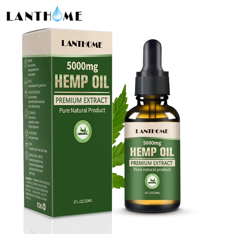 Чистое масло конопли CBD 5000 мг 30 мл органическое экстракт капель полный спектр для