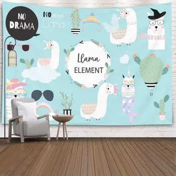 

Blue Drawn Cute Heart Wording No Drama Llama Art Tapestry