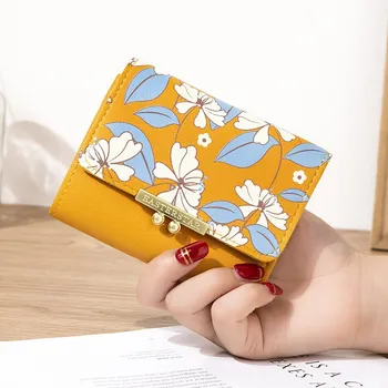 

The New Mini Wallet Ladies Short Cut Cute Girl Hardware Flower Wallets Fashion Student Personality Coin Purse Women's Wallet