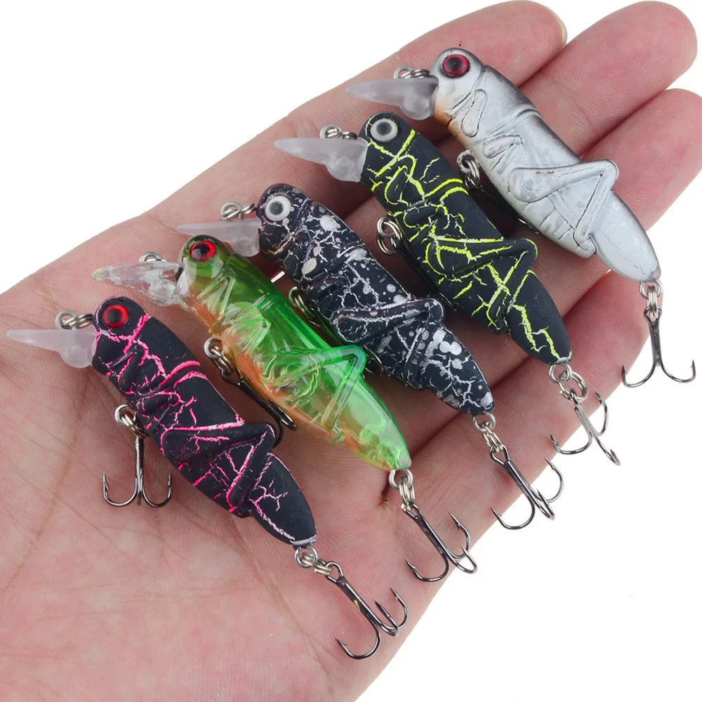 1-2pcs 55mm/3.5g insect fishing lures simulation grasshopper Wobblers Crankbaits Carp Hard Artificial squid bait Fishing Tackle | Спорт и