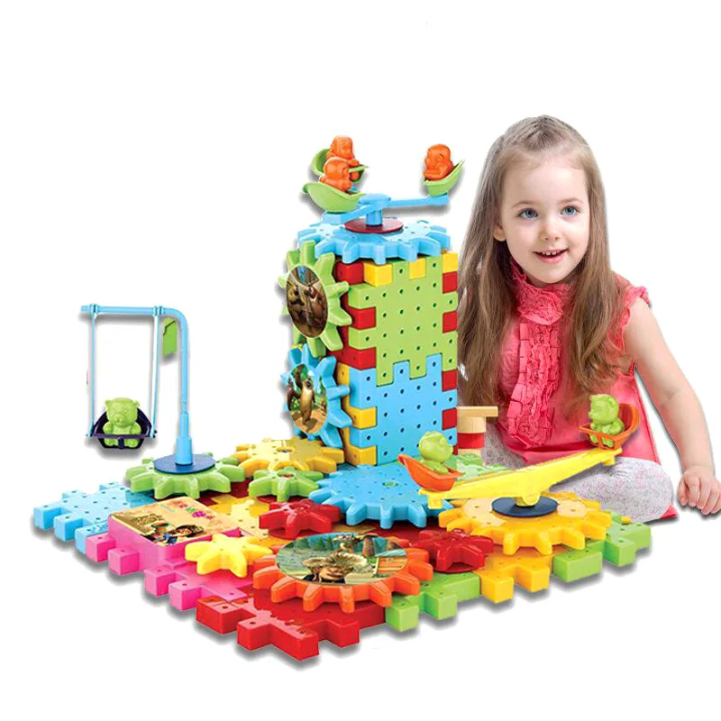 

Children Electric Flexible Building Blocks 81 Pieces Assembly Electronic Gear Assembled Fight Inserted Jigsaw Puzzle Educational