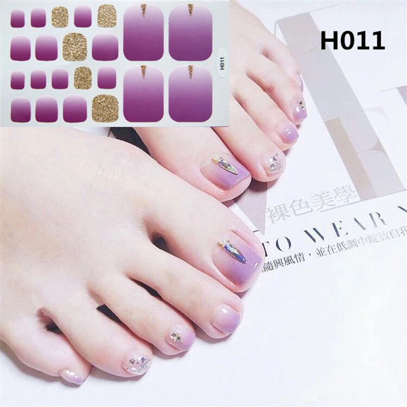 Nusx 22tips Korea Designed Toenail Sticker Full Cover Waterproof Nail Sticker Wraps Toe Nail DIY Nail 4