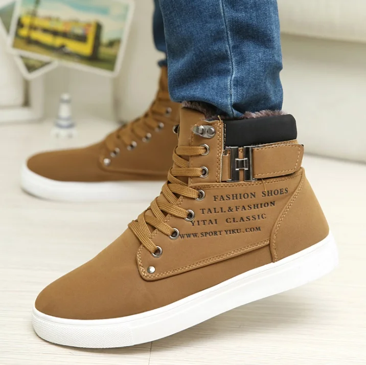 Ankle boots warm men snow winter Lace-up shoes 2020 new arrival fashion flock plush size 39-47 | Обувь