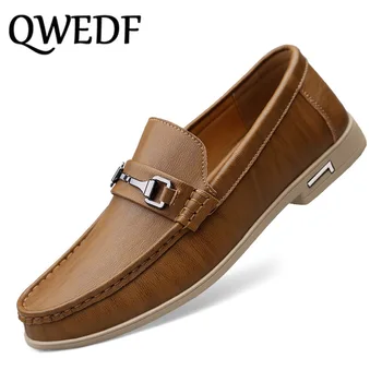

Fashion Leather Men Shoes Casual Breathable Loafers Men Leather Moccasins Comfortable Flat Men Shoes Waterproof Footwear S9-02