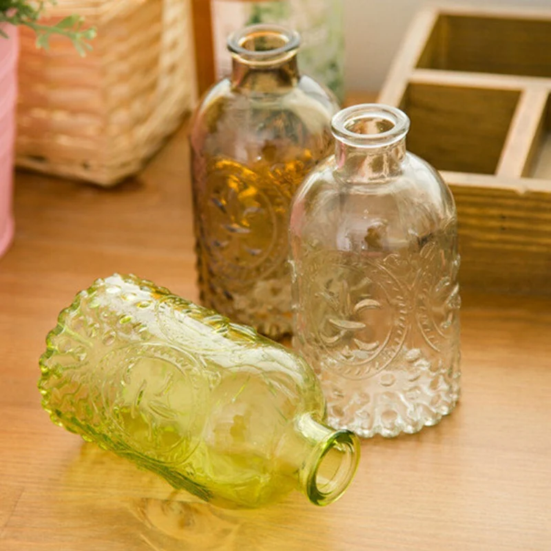 Бытовая Ретро ваза резная стеклянная бутылка с пробкой Настольная Ваза декоративная бутылка для ароматерапии украшение дома