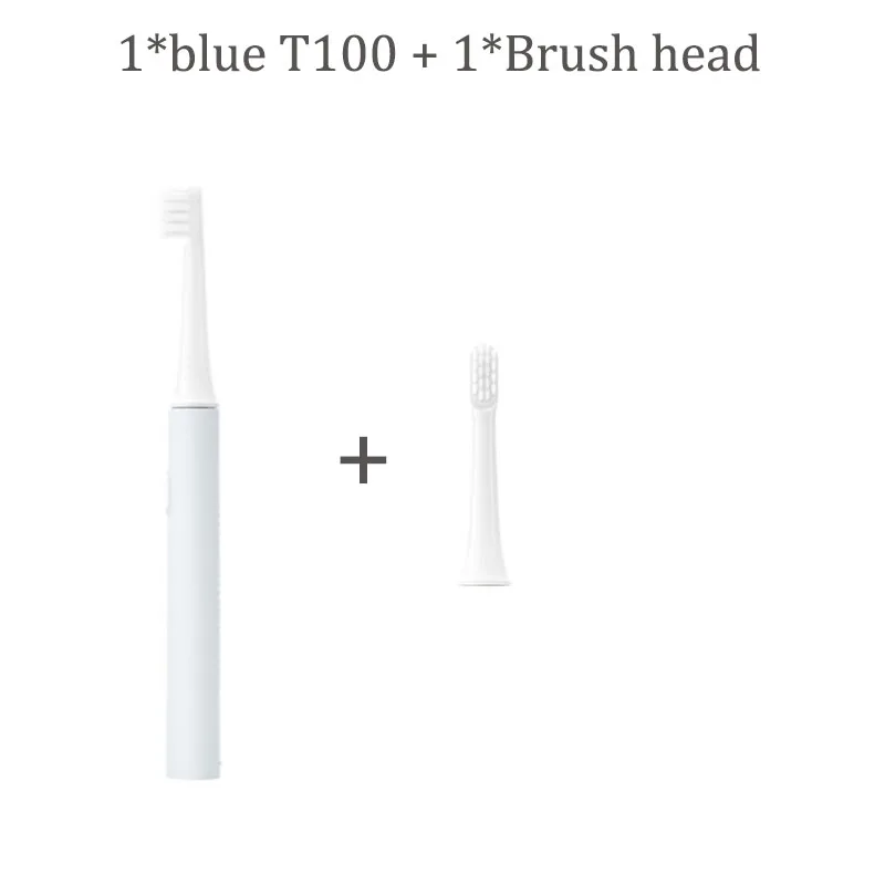 Blue add 1head Новая электрическая зубная щетка Xiao mi jia T100 mi Smart 46 г, 2 скорости, звуковая зубная щетка, отбеливание, уход за полостью рта, зубная нить - Цвет: Blue add 1head