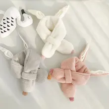 Детский шарф на осень и зиму в виде ушей кролика для детей, корейский Толстый теплый плюшевый нагрудник для мальчиков и девочек