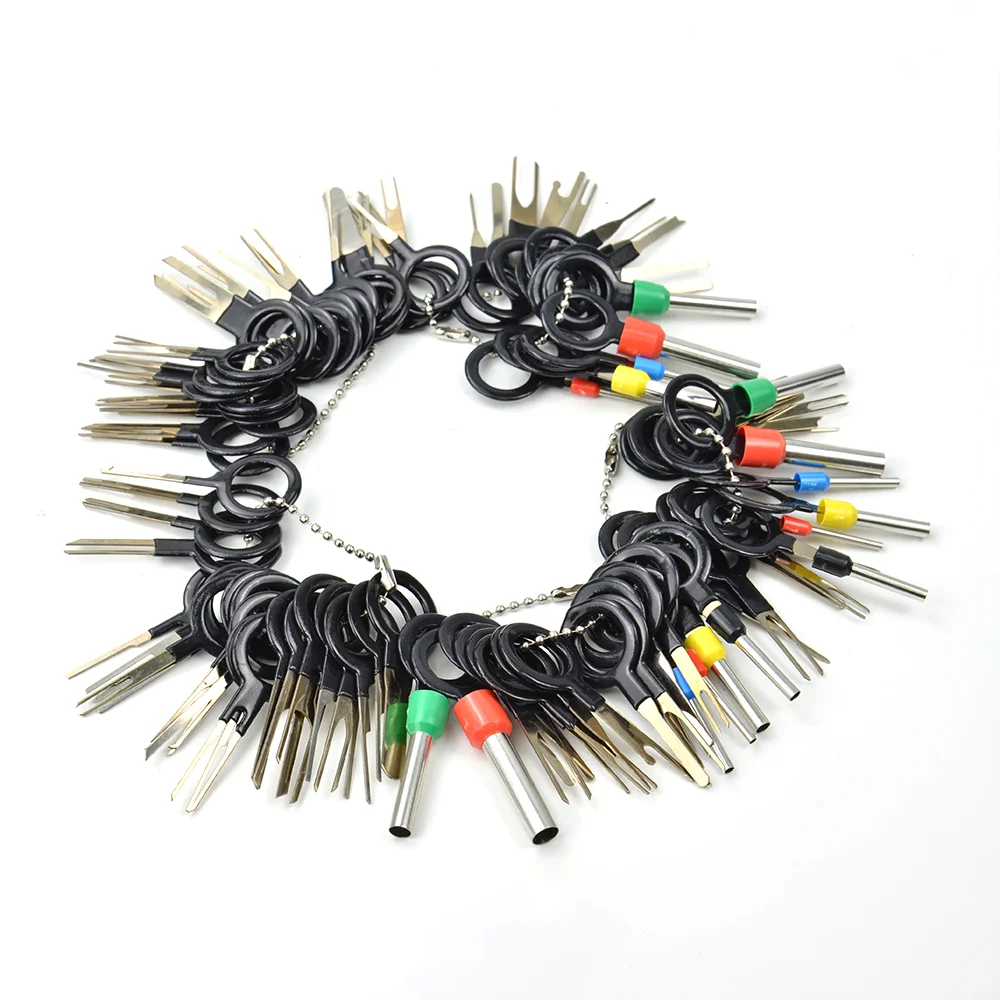 8-100pcs Car Terminal Removal Tool Kit with Storage Bag Electrical Wire Connector Pin Extractor Puller Repair Key Set