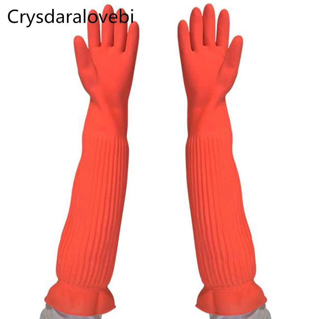 1pc Lengthen Ultra Long 45/55cm Waterproof Rubber Gloves Bowl Dish