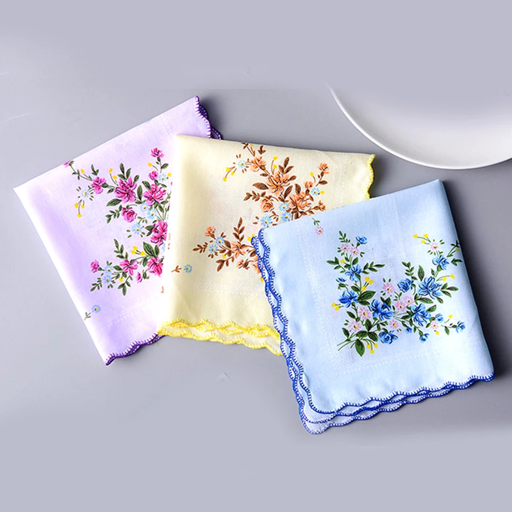 цена 5 Pcs 30*30 cm Vintage Cotton Women Hankies Embroidered Butterfly Flower Hanky Floral Ladies Handkerchief Fabrics Random Color