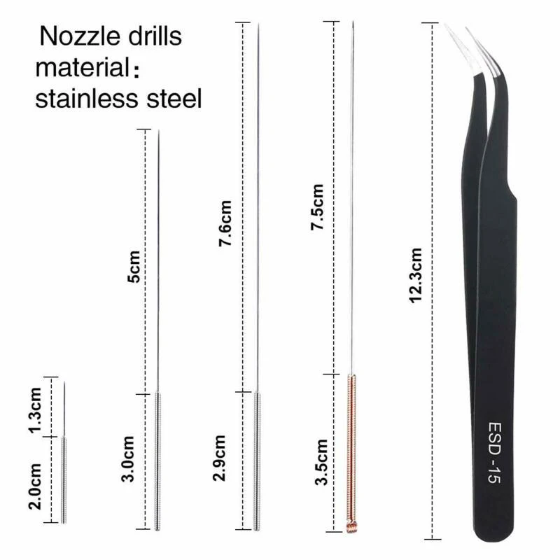 

Stainless steel Nozzle Cleaning Kit 0.2-05mm Storage Tube For 3D Printer Replacement Tools
