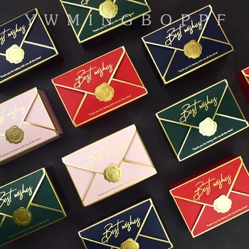 

20/30/50pc Candy Box Text "Best Wishes " Rectangular Envelope Shape Wedding Favor Gift Boxes Paper Bags Packaging Box for Guest