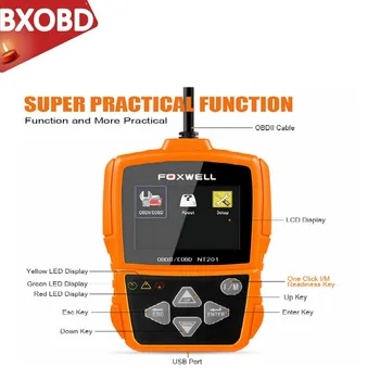 

Foxwell NT201 EOBD OBD2 Car Automotive Scanner Engine Light Fault Code Readers I/M Readiness LIVE Date OBD2 Diagnostic Tool