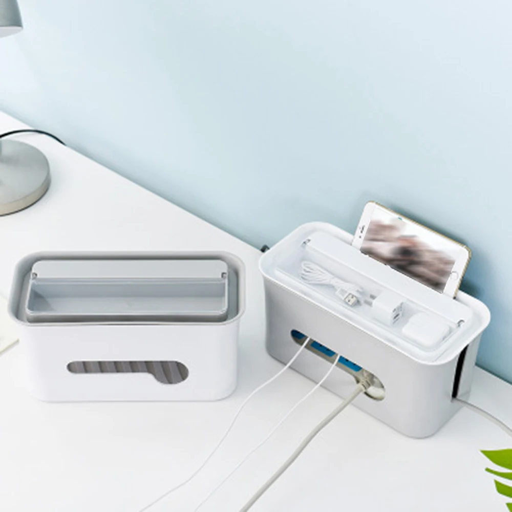 Новый Серый Белый пластиковый блок питания коробка для хранения кабельных