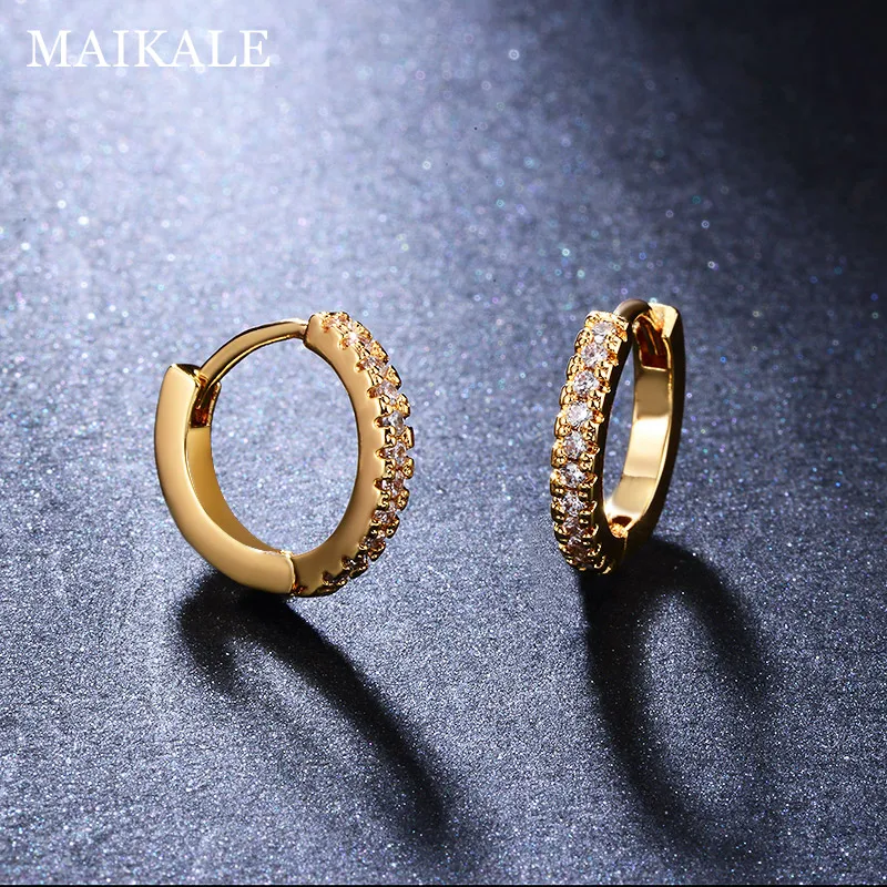 Женские круглые ажурные серьги MAIKALE корейские сережки шпильки с цирконием