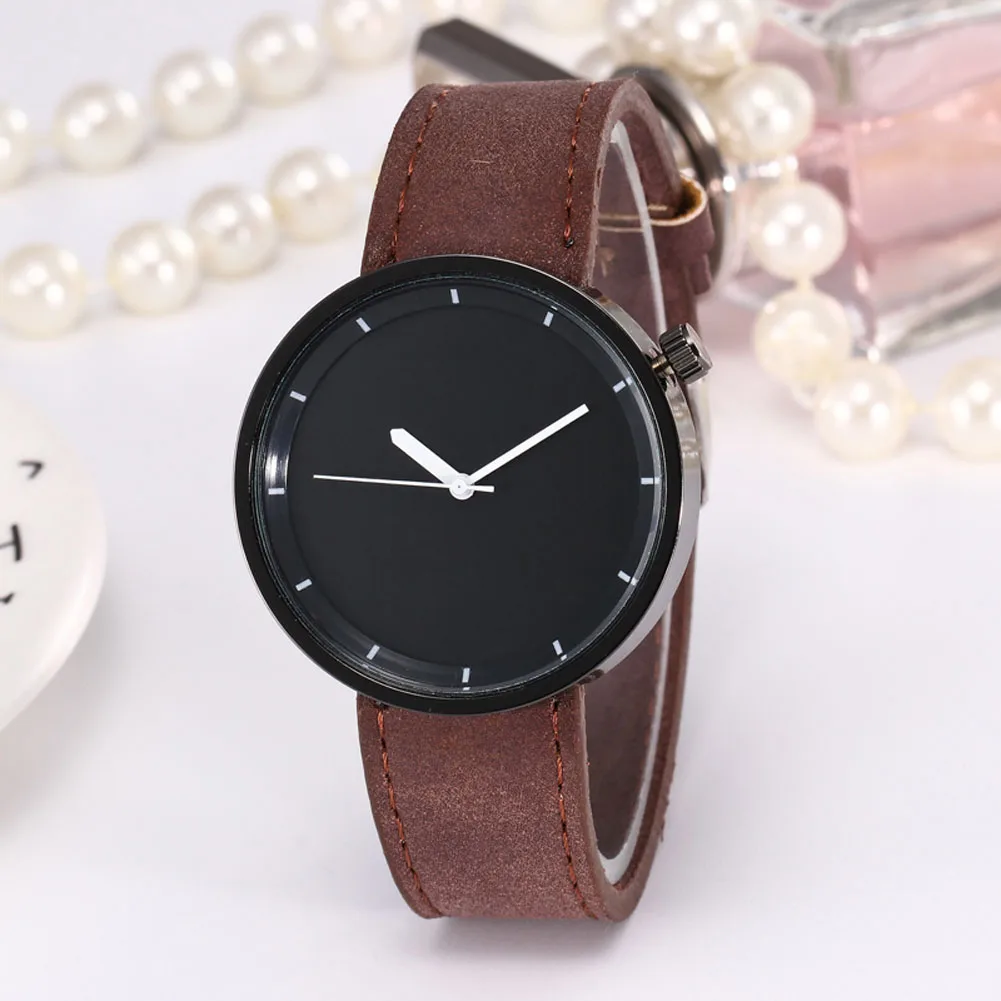 Men Casual Quartz Watches Fashion Handsome Watches Round Dial Leather Strap Couple Watches LL@17 - Цвет: Dark brown