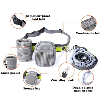 

Dog Leash Running Elasticity Hand Freely Pet Products Dogs Harness Collar Jogging Lead And Adjustable Waist Rope Waist Belt
