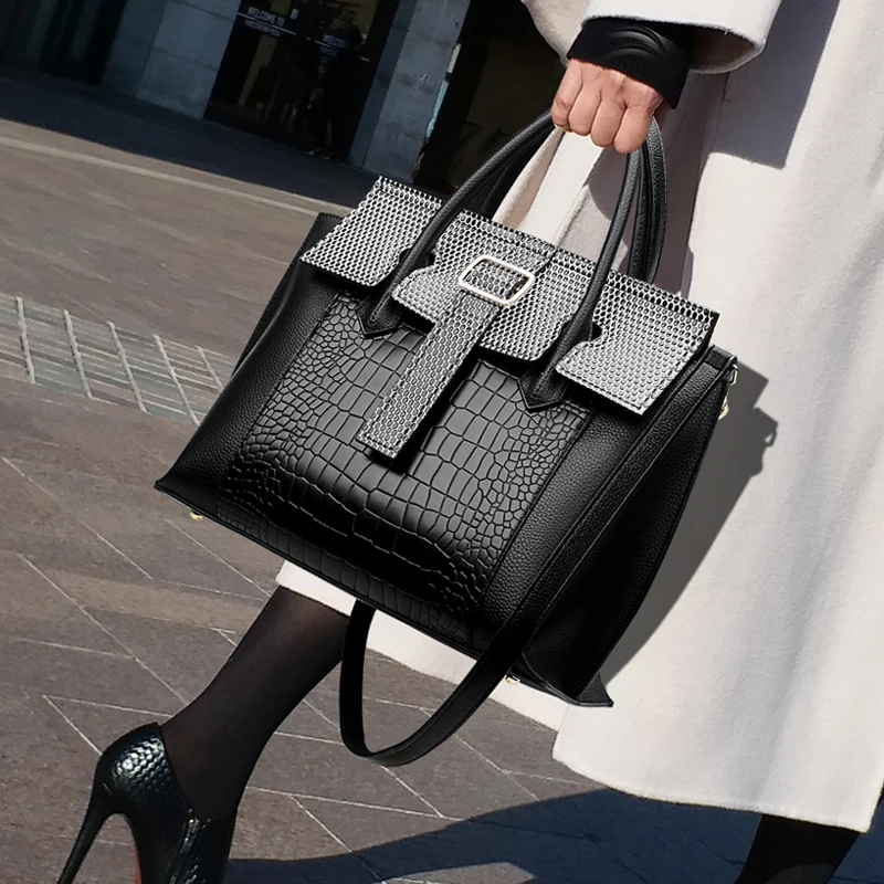 

Crocodile Pattern Women's Shoulder Bags Designer Lock Women Handbags Fashion Large Capacity Lady Hand Bags For Women Shopper Bag