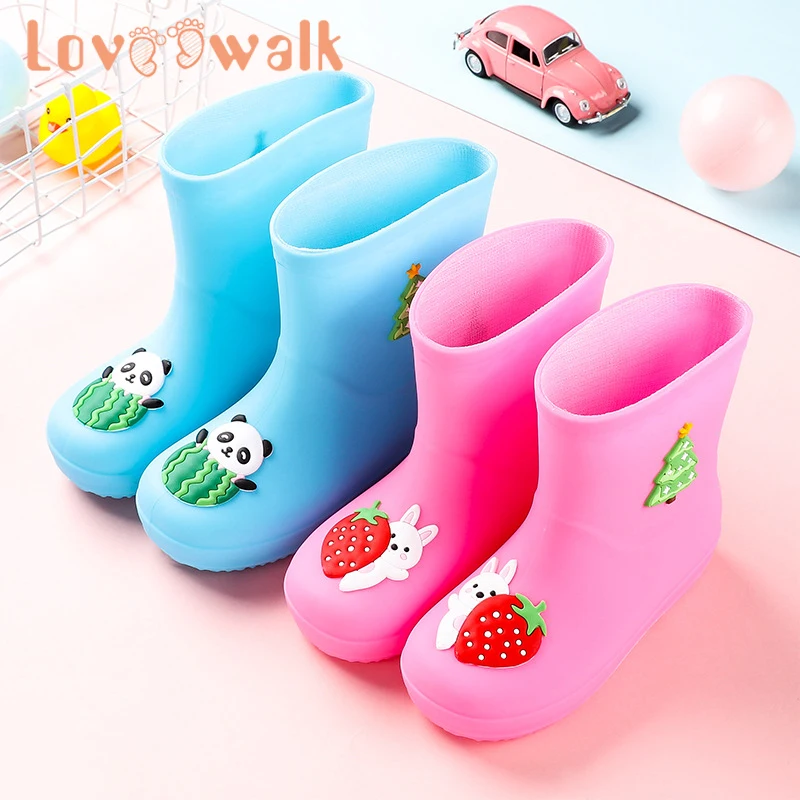 Loveewalk/непромокаемые ботинки для детей; обувь для мальчиков и девочек; ботинки с милой пандой и кроликом; нескользящая водонепроницаемая обувь; зимние ботинки для подростков; все сезоны; 30-35