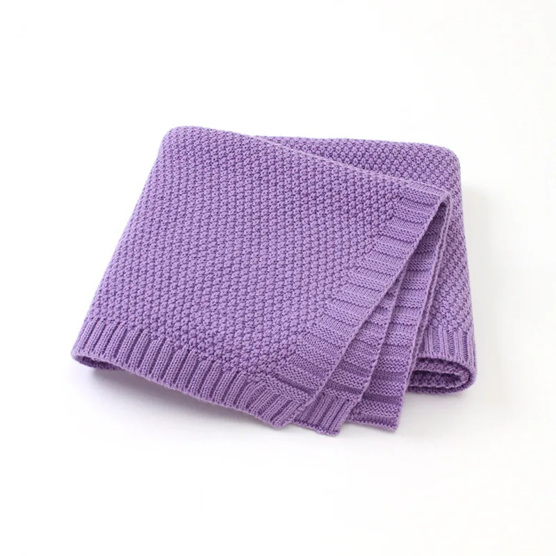 Purple 1 шт., Вязаное детское одеяло, пеленка для новорожденных, мягкая, для младенцев, для малышей, диван, постельные принадлежности, спальное одеяло, детская прогулочная коляска, аксессуар - Цвет: Purple
