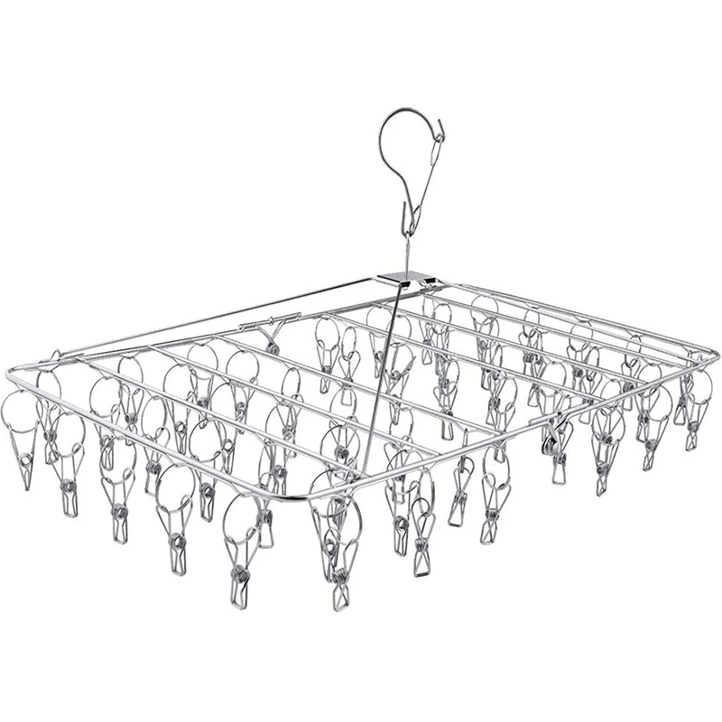Clothes Drying Rack 52 Clips Stainless Steel Laundry Folding Sock Hanger Underwear Hangers | Дом и - Цена: 